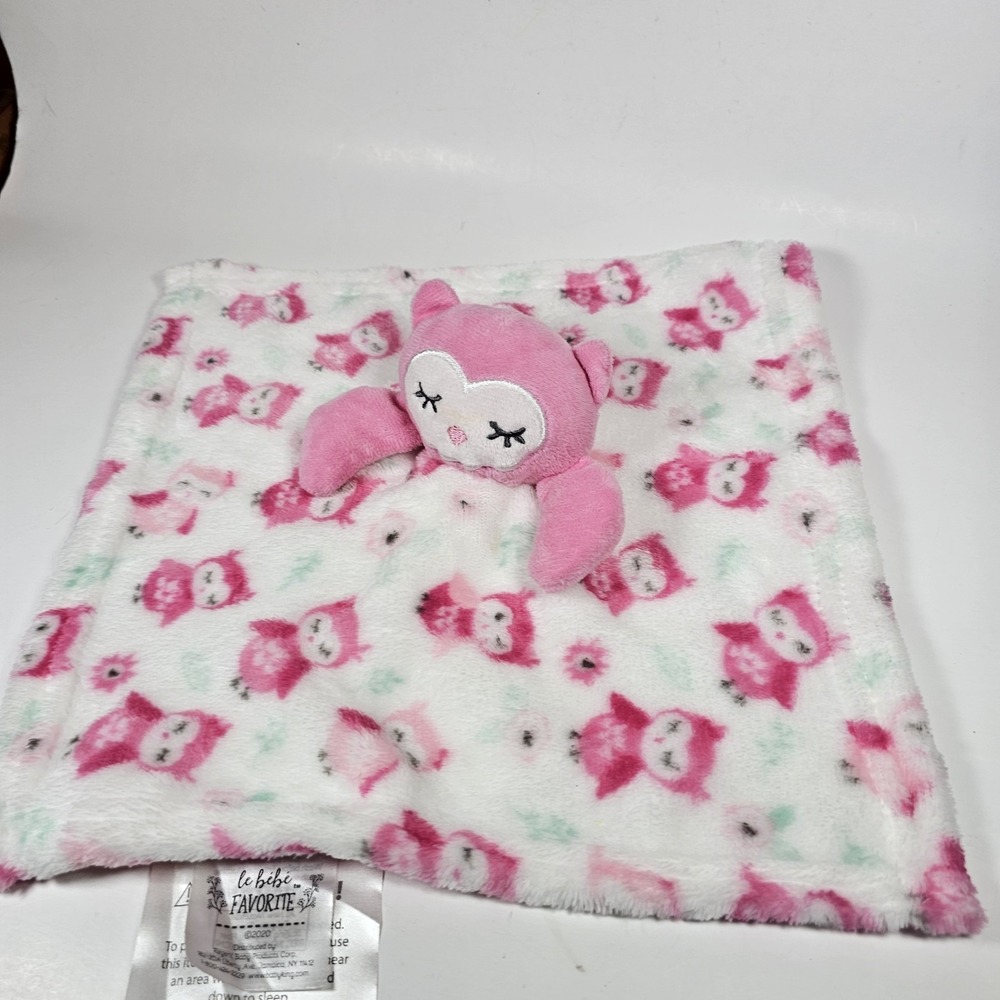Le Bebe Favorite Baby Lovey Owl Pink Soother Lovie Blankey Blankie